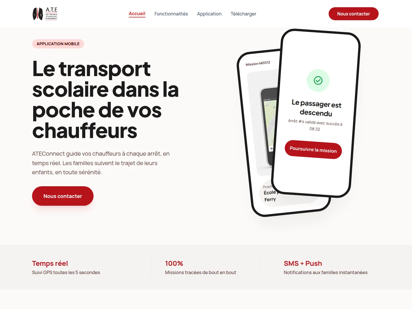 Aperçu de la page d'accueil d'ATEConnect