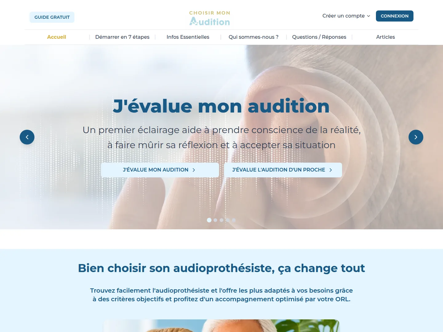 Aperçu de la page d'accueil de Choisir Mon Audition